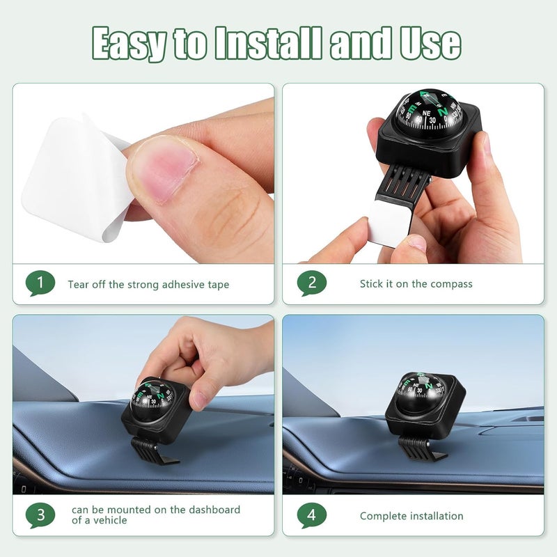 OSALADI Car Compass for Dashboard: Vehicle Compass Ball with Level Indicator, Portable Outdoor Driving Auto Dash Navigation - Image 5